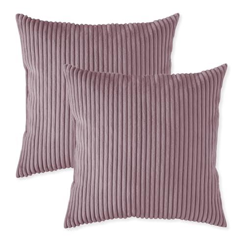 sleepling 2er Set 40 x 40 cm, Kord Sofakissen mit Füllung und Bezug, Zierkissen aus robustem Polsterstoff, Dekokissen, Kopfkissen, Kissen für Couch, rosa von sleepling