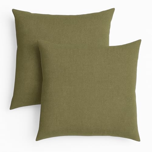 sleepling 2er Set 40 x 40 cm, Sofakissen mit Füllung und Bezug, Zierkissen aus robustem Polsterstoff, Dekokissen, Kopfkissen, Kissen für Couch, Oliv grün von sleepling
