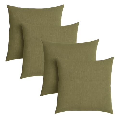 sleepling 4er Set 40 x 40 cm, Sofakissen mit Füllung und Bezug, Zierkissen aus robustem Polsterstoff, Dekokissen, Kopfkissen, Kissen für Couch, Oliv grün von sleepling