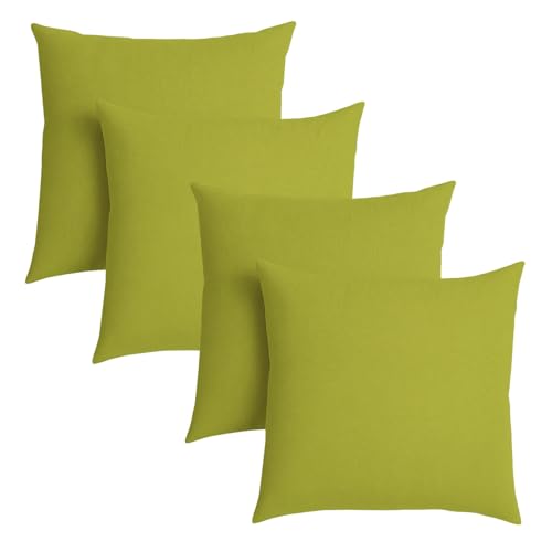sleepling 4er Set 40 x 40 cm, Sofakissen mit Füllung und Bezug, Zierkissen aus robustem Polsterstoff, Dekokissen, Kopfkissen, Kissen für Couch, limetten grün von sleepling