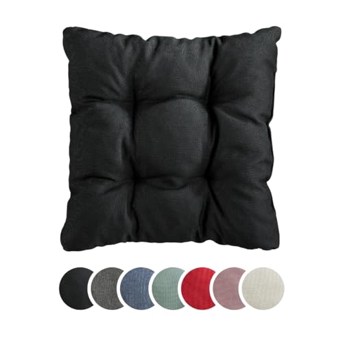 sleepling Stuhlkissen 2er-Set, weicher Möbelstoff, 38 x 38 cm, Sitzkissen in Farbe schwarz von sleepling