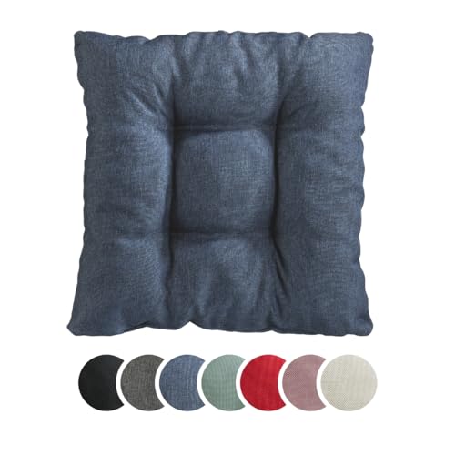 sleepling Stuhlkissen 4er-Set, weicher Möbelstoff, 38 x 38 cm, Sitzkissen in Farbe Uni Jeans von sleepling
