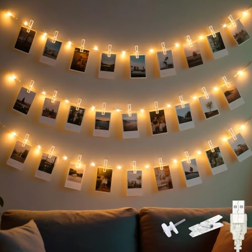 slochi 120LED Foto Clip Lichterkette, 12M USB Powered Photo Peg Lichterkette mit 60 Clips Innen, Kupferdraht Plug in Hanging String Fotorahmen Dekoration für Schlafzimmer Hochzeit Party Weihnachten slochi 120LED Foto Clip Lichterkette, 12M USB Powered Photo Peg Lichterkette mit 60 Clips Innen, Kupferdraht Plug in Hanging String Fotorahmen Dekoration für Schlafzimmer Hochzeit Party Weihnachten von slochi