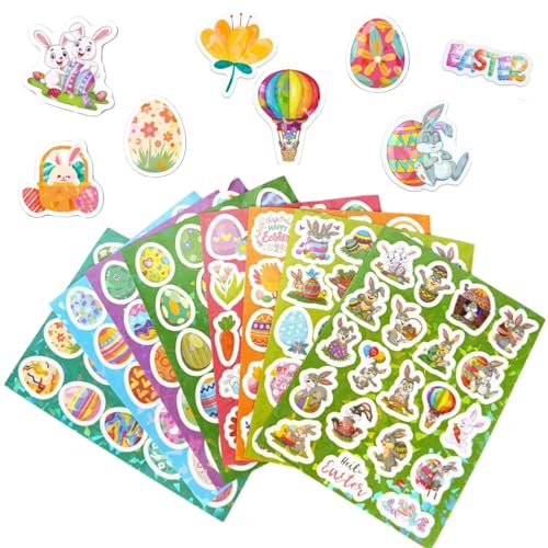 Osteraufkleber 160 Stück, 8 Bögen Ostern Aufkleber Sticker Ostereier, Hasen-Aufkleber DIY Basteln Deko für Kinder Vinyl Scrapbook Zubehör für Ostern Geschenk Auszeichnung Skateboard von slothbyte