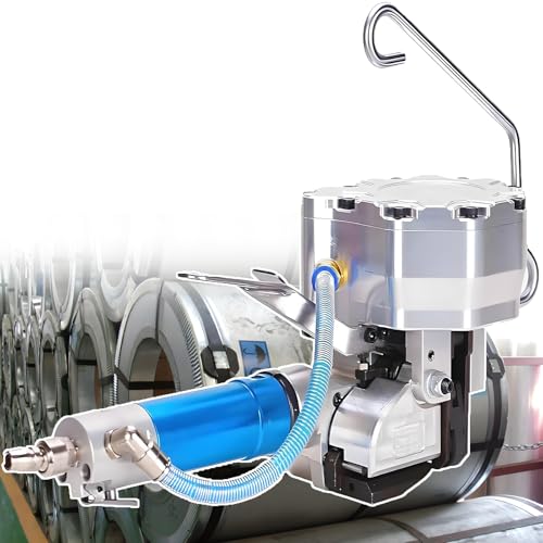 smafoseedding Tragbare Pneumatische 19-Mm-Umreifungsmaschine Aus Stahl – Pneumatische Verpackungsmaschine, Industrieller Vergrößerter Luftzylinder – 4200 N/6300 N Metallbandspanner von smafoseedding