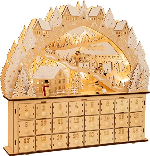 small foot Adventskalender Skivergnügen, Deko zu Weihnachten, aus Holz, mit LED. Art-Nr. 11789 von Small Foot