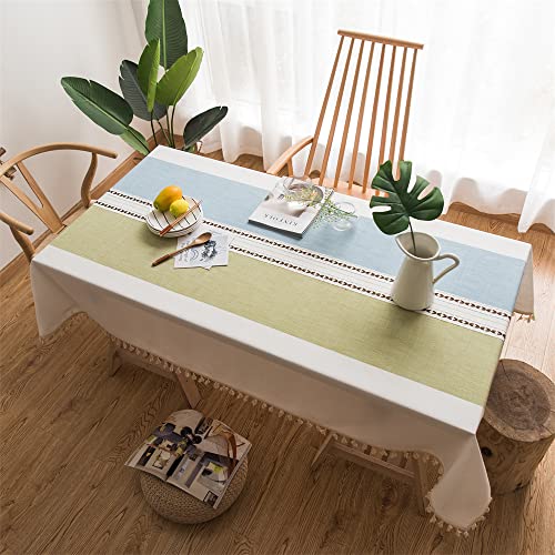 smallrun Tischdecke, rechteckig, wasserdicht, schmutzabweisend, Küche, Tischdecke, wasserdicht, Baumwolle, rechteckig, für Esstisch, 140 x 200 cm, grüne Streifen smallrun Tischdecke, rechteckig, wasserdicht, schmutzabweisend, Küche, Tischdecke, wasserdicht, Baumwolle, rechteckig, für Esstisch, 140 x 200 cm, grüne Streifen von smallrun