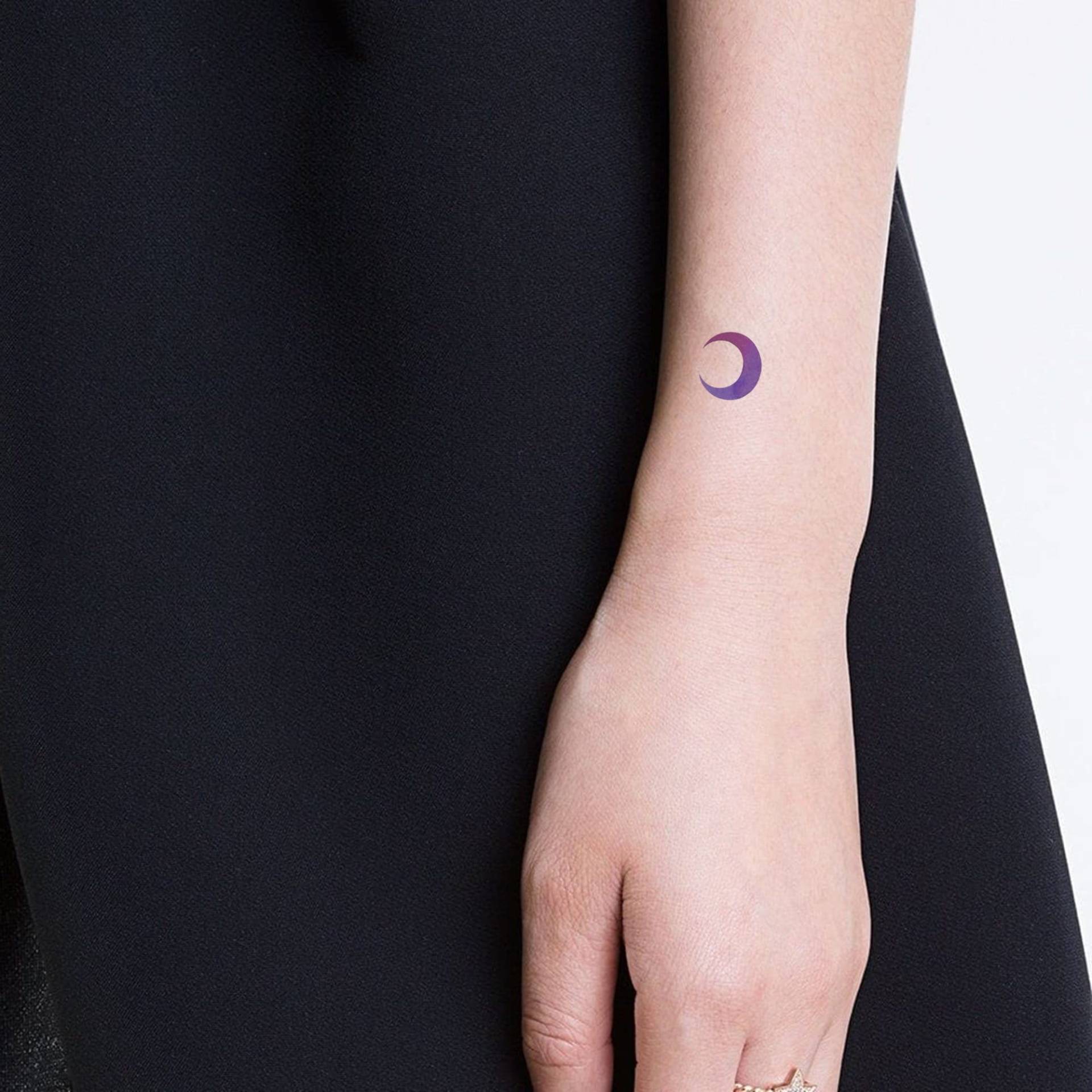 Lila Farbverlauf Mond Halbmond Temporäres Tattoo | 3Er Set von smalltattoos