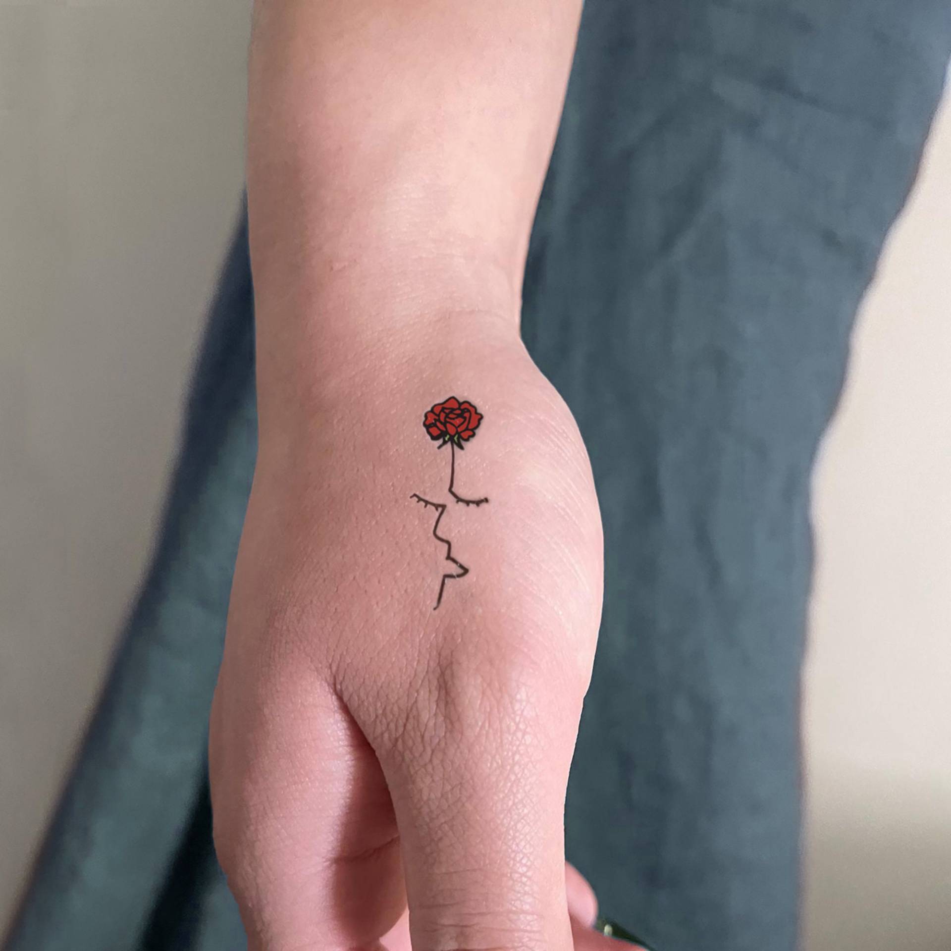 Verschlafene Rote Rose Temporäres Tattoo | 3Er Set von smalltattoos
