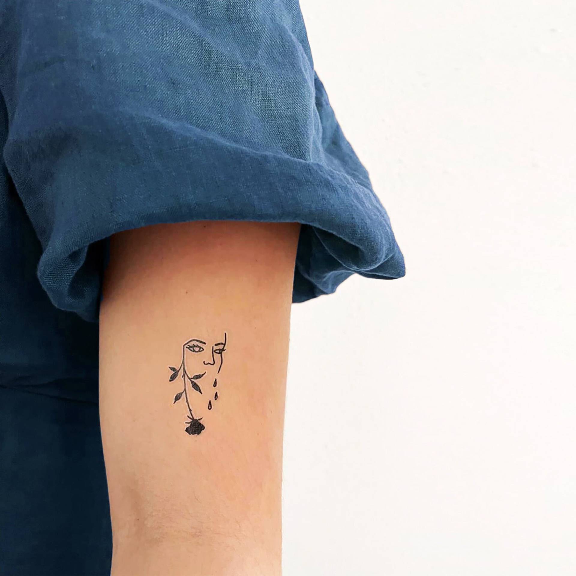 Weinende Frau Rose Temporäres Tattoo | 3Er Set von smalltattoos