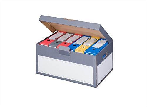 Archivbox Archivschachteln mit Deckel und Tragegriffen 522 x 353 x 260 mm anthrazit Schachtel Archiv Karton 5 Stück von smartboxpro