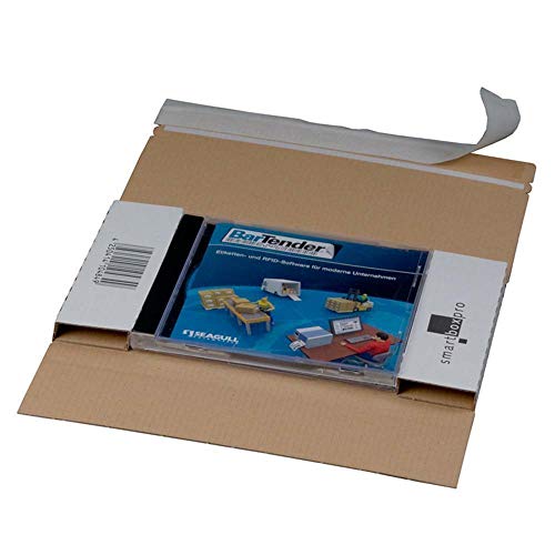CD-Jewel-Mailer DIN Lang,225x125 mm, mit Fenster Versandtasche für CD und DVD 50 Stück von smartboxpro