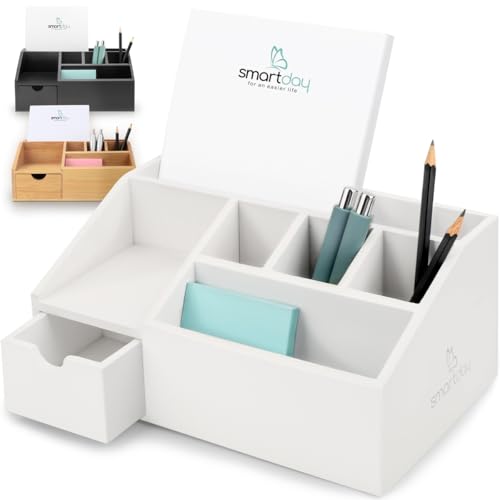 smartday Schreibtisch-Organizer aus Holz Weiß mit Schublade - Stiftebox, Schreibtischablage Büro Organizer I Ablage, Stiftehalter aus Bambus für Schreibtisch, Büro, Home-Office smartday Schreibtisch-Organizer aus Holz Weiß mit Schublade - Stiftebox, Schreibtischablage Büro Organizer I Ablage, Stiftehalter aus Bambus für Schreibtisch, Büro, Home-Office von smartday
