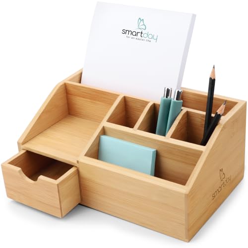 smartday Schreibtisch-Organizer aus Holz mit Schublade - Stiftebox, Schreibtischablage Büro Organizer I Ablage, Stiftehalter aus Bambus für Schreibtisch, Büro, Home-Office smartday Schreibtisch-Organizer aus Holz mit Schublade - Stiftebox, Schreibtischablage Büro Organizer I Ablage, Stiftehalter aus Bambus für Schreibtisch, Büro, Home-Office von smartday
