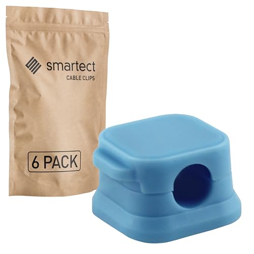 smartect Kabelhalter selbstklebend mit Magnetverschluss in Blau [6 Stück] Kabelwandklemmen zum fixieren von USB-, Strom- und Ladekabeln, Kabelclips für Kabelmanagement am Schreibtisch von smartect