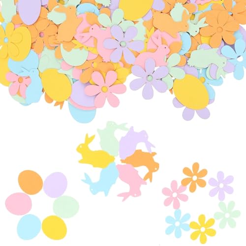 smartelf 100 Stück Ostern Konfetti Tischdeko, Streudeko, Tischdeko Ostern Deko, Frohe Konfetti Ostern Dekoration, Happy Easter Tischdeko, Hasen Konfetti Deko von smartelf