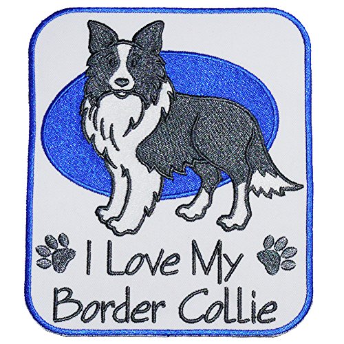 Aufnäher "I Love My Border Collie" - Rec2 - ca. 13x15cm von Wolfszeit