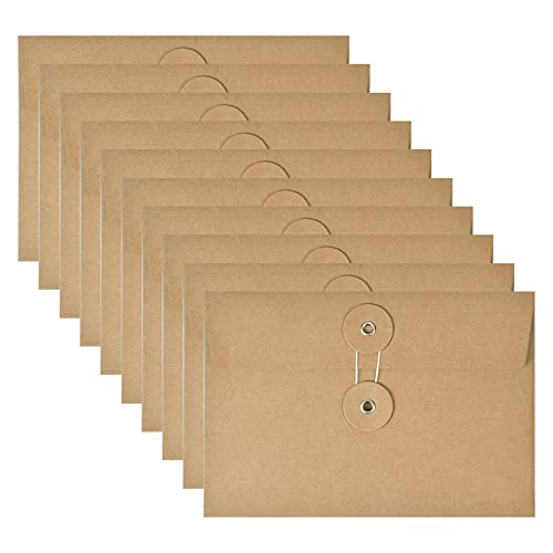 10 Stück Dokumententasche Kraftpapier Briefumschläge Dokumente aus Pappe Braunes Mappe mit Wickeldichtung Klein Kraft-Umschlag für Büro Schule Zuhause Rechnungen Quittungen Grußkarten 4.5 x 6.7 Zoll von smatime