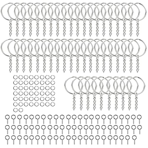 150 Stück Schlüsselanhänger Schlüsselring mit Kette, Flachen Metall Schlüsselring Ringe, Spaltschlüsselringe mit Gliederkette, Keyring Chain mit Offene Binderinge & Ösenstifte für DIY Craft Making 150 Stück Schlüsselanhänger Schlüsselring mit Kette, Flachen Metall Schlüsselring Ringe, Spaltschlüsselringe mit Gliederkette, Keyring Chain mit Offene Binderinge & Ösenstifte für DIY Craft Making von smatime