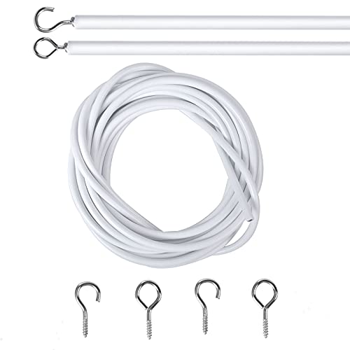 2M Vorhangdraht Weiß Gardinendraht Curtain Wire Gardinenschnur, Kunststoffbeschichteter Gardinenseil Vorhangseile mit 2 Stück Schraubenösen und 2 Stück Haken für Vorhänge Duschvorhänge Gardinenstangen 2M Vorhangdraht Weiß Gardinendraht Curtain Wire Gardinenschnur, Kunststoffbeschichteter Gardinenseil Vorhangseile mit 2 Stück Schraubenösen und 2 Stück Haken für Vorhänge Duschvorhänge Gardinenstangen von smatime