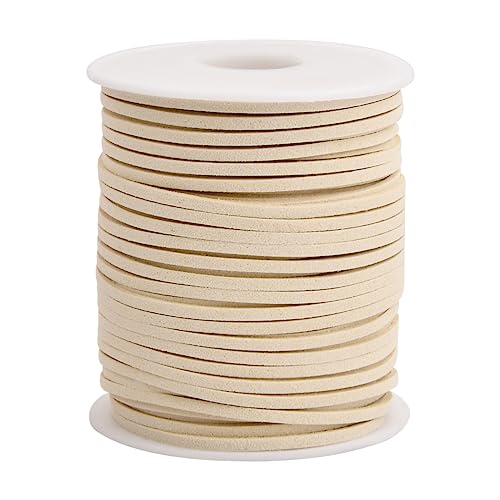 Lederschnur Rolle - 3mm x 45m,Lederband Kette, Veloursleder Band Faden, Lederband Leder Schnur Faux Faden, Klassik Basteln Lederschnüre für DIY Armband Halskette Schmuck Handwerk (Beige) von smatime