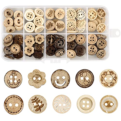 smatime 100 Stück Holzknöpfe, Handmade Runde Form Knopf, Natur Kokosknöpfe, 2/4 Loch Basteln KinderKnöpfe, Sortiert Holzknöpfe für DIY Stricken Nähen Strickjacken Kleidung Malerei Deko, 13mm smatime 100 Stück Holzknöpfe, Handmade Runde Form Knopf, Natur Kokosknöpfe, 2/4 Loch Basteln KinderKnöpfe, Sortiert Holzknöpfe für DIY Stricken Nähen Strickjacken Kleidung Malerei Deko, 13mm von smatime