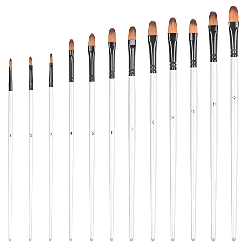 smatime 12 Stück Nylon Pinsel Set, Künstlerpinsel Acryl Aquarell Pinsel Filbert Malerpinsel für Acryl, Ölmalerei, Aquarell, Gouache Malerei, Weiß smatime 12 Stück Nylon Pinsel Set, Künstlerpinsel Acryl Aquarell Pinsel Filbert Malerpinsel für Acryl, Ölmalerei, Aquarell, Gouache Malerei, Weiß von smatime
