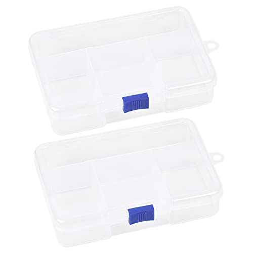 smatime 2 Pcs Kunststoff Schmuck Aufbewahrungsbox, Perlen Organizer mit Fächern, Transparente Ohrringe Sortierboxen, Chmuckschatulle Container mit Trennwänden für Ringe Haarspangen Bastelzubehör von smatime