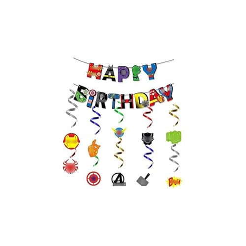 smileh Geburtstag Banner & Girlande Hängende Wirbel Dekoration, Mehrfarbig, Cartoon, Klein von smileh