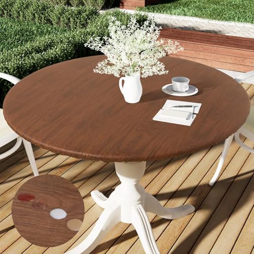 Smiry Runde Picknick-Tischdecke, wasserdicht, elastisch, für 91,4 cm – 111,8 cm große Tische, abwischbare Vinyl-Tischdecken mit Flanellrückseite, für Camping, drinnen und draußen, Braun Smiry Runde Picknick-Tischdecke, wasserdicht, elastisch, für 91,4 cm – 111,8 cm große Tische, abwischbare Vinyl-Tischdecken mit Flanellrückseite, für Camping, drinnen und draußen, Braun von smiry