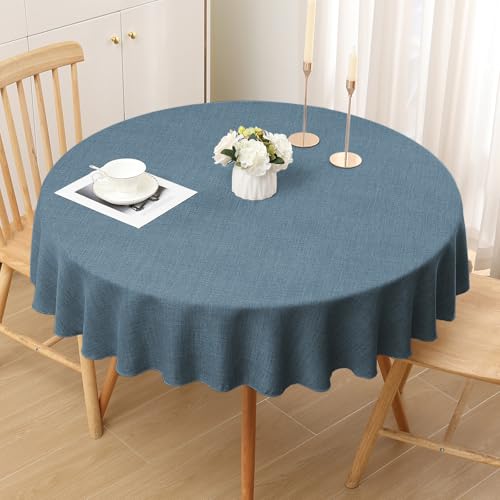smiry Leinenoptik Tischdecke Abwaschbar Lotuseffekt Tischtuch Leinendecke Wasserabweisend Tafeldecke Tischwäsche Fleckschutz, Rund 140cm, Blau smiry Leinenoptik Tischdecke Abwaschbar Lotuseffekt Tischtuch Leinendecke Wasserabweisend Tafeldecke Tischwäsche Fleckschutz, Rund 140cm, Blau von smiry
