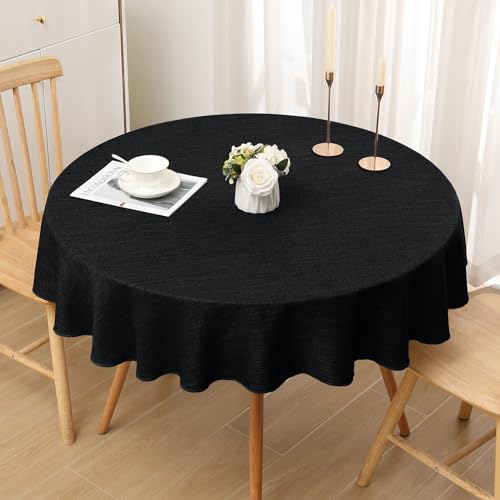 smiry Leinenoptik Tischdecke Abwaschbar Lotuseffekt Tischtuch Leinendecke Wasserabweisend Tafeldecke Tischwäsche Fleckschutz, Rund 140cm, Schwarz smiry Leinenoptik Tischdecke Abwaschbar Lotuseffekt Tischtuch Leinendecke Wasserabweisend Tafeldecke Tischwäsche Fleckschutz, Rund 140cm, Schwarz von smiry