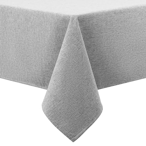 smiry Tischdecke Abwaschbar Lotuseffekt Eckig 80x80cm, Leinenoptik Tischdecken mit Flanellrücken, Wasserabweisend Dicker Stoff Tischtuch, Hellgrau von smiry