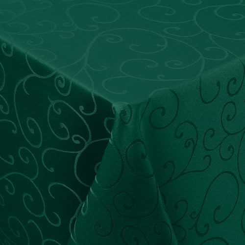 smiry Tischdecke Abwaschbar Ornamente Rechteckig 130 x 220 cm Tischtuch Damast Tafeldecke Kratzfest aus Polyester Pflegeleicht für Küche, Party - Dunkelgrün von smiry