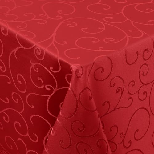 smiry Tischdecke Abwaschbar Ornamente Rechteckig 140 x 180 cm Tischtuch Damast Tafeldecke Kratzfest aus Polyester Pflegeleicht für Küche, Party - Rot smiry Tischdecke Abwaschbar Ornamente Rechteckig 140 x 180 cm Tischtuch Damast Tafeldecke Kratzfest aus Polyester Pflegeleicht für Küche, Party - Rot von smiry