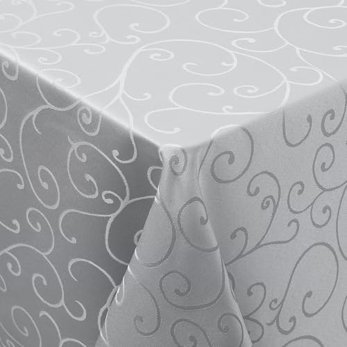 smiry Tischdecke Abwaschbar Ornamente Rechteckig 140 x 240 cm Tischtuch Damast Tafeldecke Kratzfest aus Polyester Pflegeleicht für Küche, Party - Grau smiry Tischdecke Abwaschbar Ornamente Rechteckig 140 x 240 cm Tischtuch Damast Tafeldecke Kratzfest aus Polyester Pflegeleicht für Küche, Party - Grau von smiry