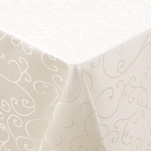 smiry Tischdecke Abwaschbar Ornamente Rechteckig 140 x 300 cm Tischtuch Damast Tafeldecke Kratzfest aus Polyester Pflegeleicht für Küche, Party - Beige smiry Tischdecke Abwaschbar Ornamente Rechteckig 140 x 300 cm Tischtuch Damast Tafeldecke Kratzfest aus Polyester Pflegeleicht für Küche, Party - Beige von smiry