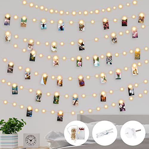 LED Fotoclips Lichterkette für Zimmer Deko ,10M 100LEDs lichterkette mit 50 Klammern und 20 Nägel Lichterkette AA Batterie Betrieb für Party ,Garten,Weihnachten,Hochzeit,Beleuchtung,Halloween Deko von smtfcty