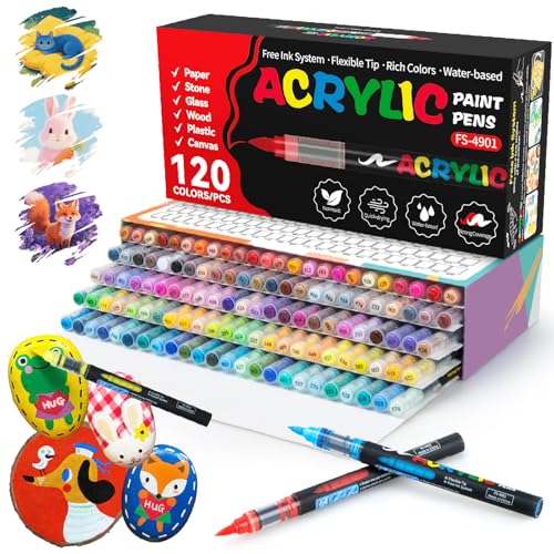 snookids 120 Farben Acrylstifte für Steine Wasserfest, Schnelltrocknend Acrylic Marker für Holz, Leinwand, Stoff, Glas, Metall, Papier, Keramik, Ostereier, Multimarker Acryl für Kinder und Erwachsene snookids 120 Farben Acrylstifte für Steine Wasserfest, Schnelltrocknend Acrylic Marker für Holz, Leinwand, Stoff, Glas, Metall, Papier, Keramik, Ostereier, Multimarker Acryl für Kinder und Erwachsene von snookids