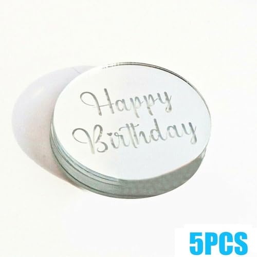 Schimmernde Cupcake-Dekorationen, Acrylscheiben für Geburtstagsfeiern (5 Stück, Silber) von snowchecking