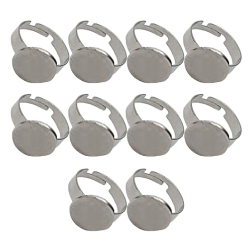 10 stabile Edelstahl-Ringe, Rohlinge, verstellbar, für Bastelzubehör von sodeber