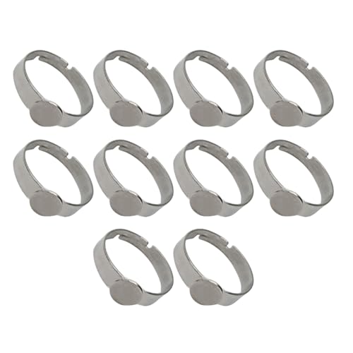 10 stabile Edelstahl-Ringe, Rohlinge, verstellbar, für Bastelzubehör von sodeber
