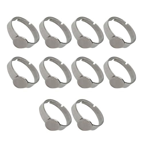 10 stabile Edelstahl-Ringe, Rohlinge, verstellbar, für Bastelzubehör von sodeber