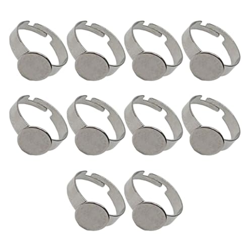 10 stabile Edelstahl-Ringe, Rohlinge, verstellbar, für Bastelzubehör von sodeber