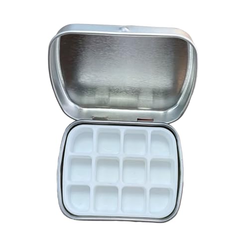 Aquarell-Farbkasten mit auslaufsicherem Deckel, 12 Mulden, tragbare Metall-Farbwanne, Reise-Aquarell-Farbkasten zum Malen Aquarell-Farbkasten mit auslaufsicherem Deckel, 12 Mulden, tragbare Metall-Farbwanne, Reise-Aquarell-Farbkasten zum Malen von sodeber