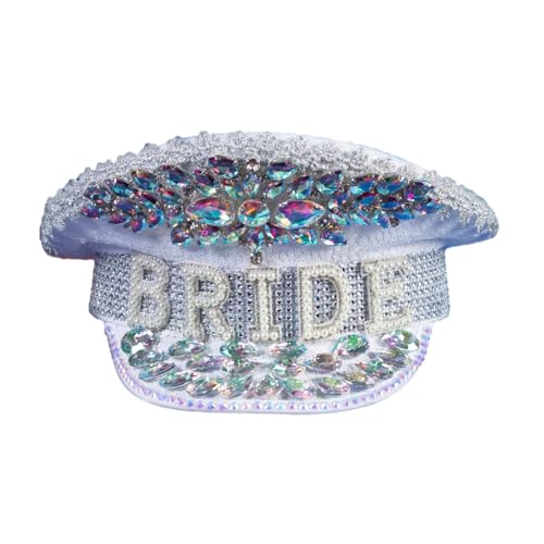 sodeber Kapitän Hut mit Perlen und Pailletten, schimmernder Kristall, für Braut, Hochzeit, Requisiten, verkrustete Schichten von sodeber