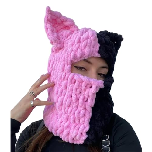 sodeber Mädchen-Ohrmütze, gestrickt, Geschenke, warm, für Erwachsene und Kinder, Chenille-Garn, Halloween, Foto-Requisiten, Stricken von sodeber