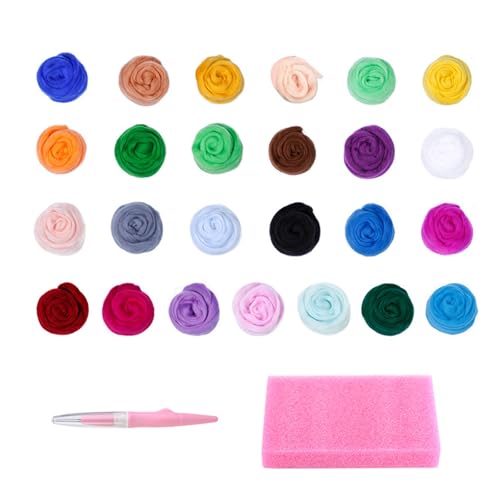 sodeber Wollfilz-Set, 7/8/9/10 Farben, Nadelfilz-Set mit Filznadelstift und buntem Wollvorgarn für Anfänger von sodeber