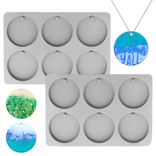 2 flache runde resin formen, weihnachtliche silikonform epoxidharz, runde epoxidharz formen silikon, mit Aufhängeloch silicone mold, Ornamentformen für Christbaumschmuck DIY-Basteln silikon form von soitzhoc