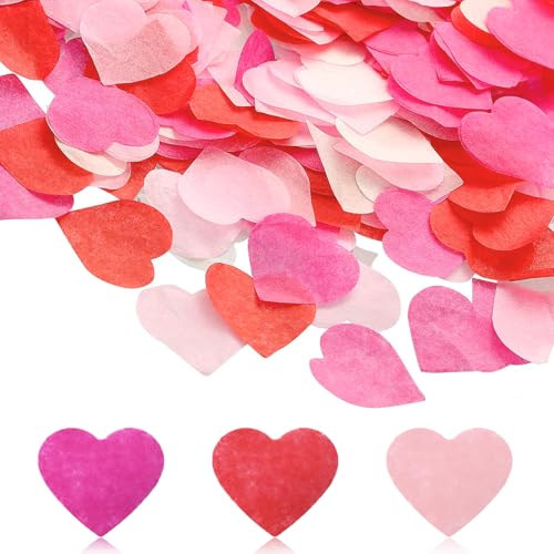 6000 Stück Biologisch abbaubares herz konfetti, (Rosa, Rose, Rot) 3 Farben Romantisch konfetti hochzeit für Hochzeit, Valentinstag, Weihnachten, Jahrestag, Geburtstag Tischdekoration Papier (60g) von soitzhoc